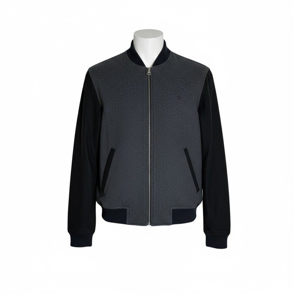 Penguin Full Zip Wool Bomber Jacket Mens Size XL Normcore Classic Varsity Gray